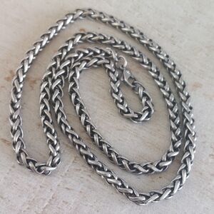 Stainless Steel Spiga Wheat Chain Necklace, 24"